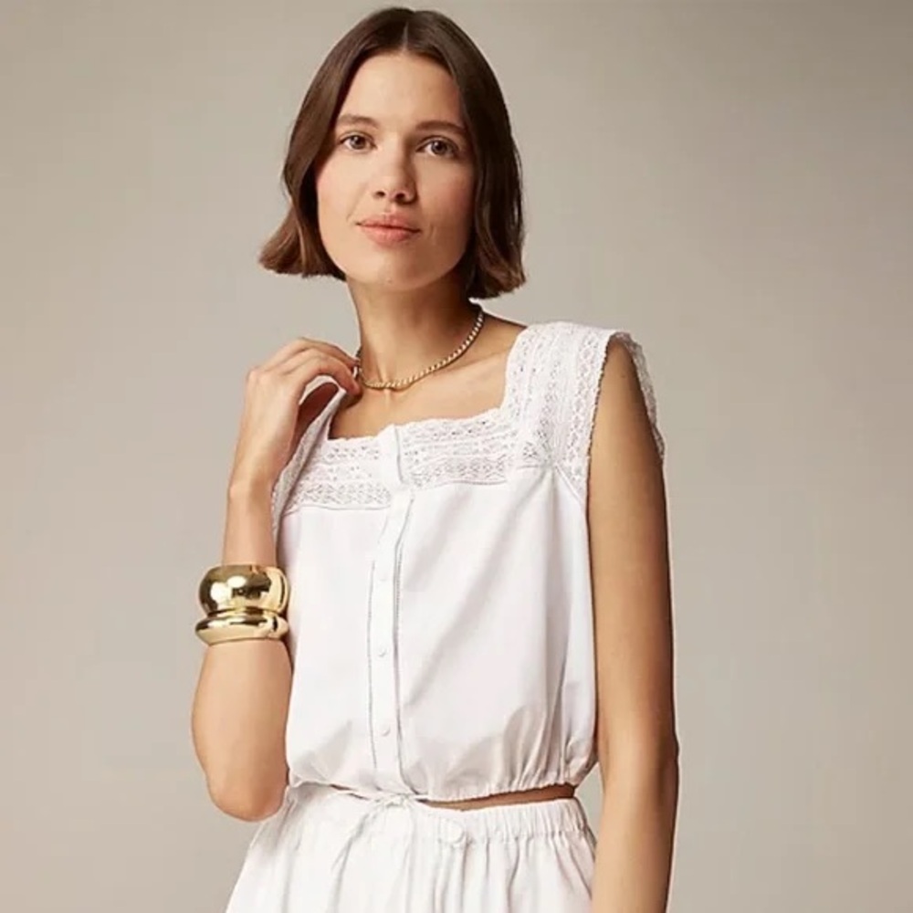 ISO Jcrew White Sleeveless Lace Top